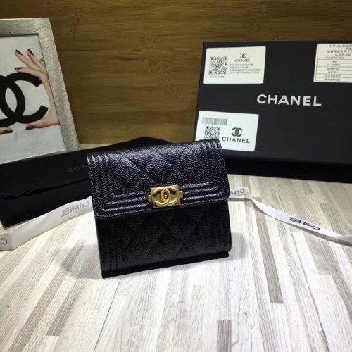 Chanel 2020 여성용 보이 캐비어 지피 반지갑 블랙,그레이,그린