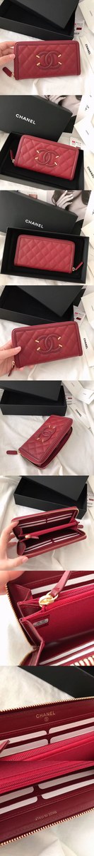 [CHANEL]샤넬 로고 롱 지퍼 지갑 A84449