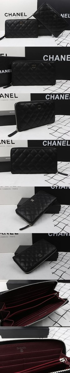 [CHANEL]샤넬 짚어라운드 캐비어 A50097