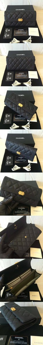 [CHANEL]샤넬 보이 캐비어 금장 장지갑-1