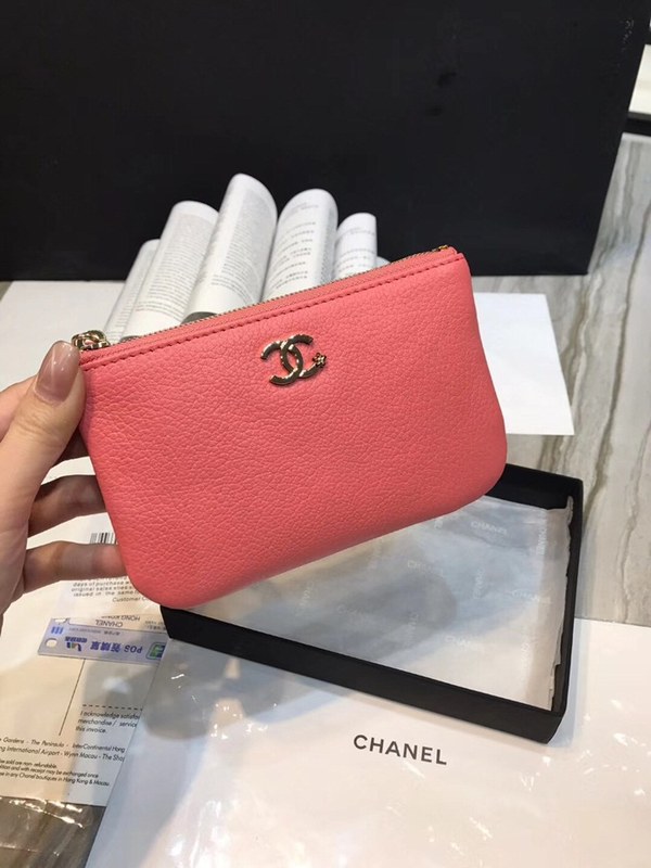 샤넬 소가죽 동전지갑 핑크 80019
