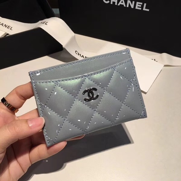 샤넬 카드지갑 유광 블루
