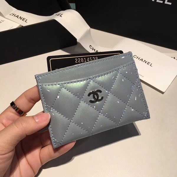 샤넬 카드지갑 유광 블루