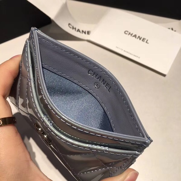 샤넬 카드지갑 유광 블루