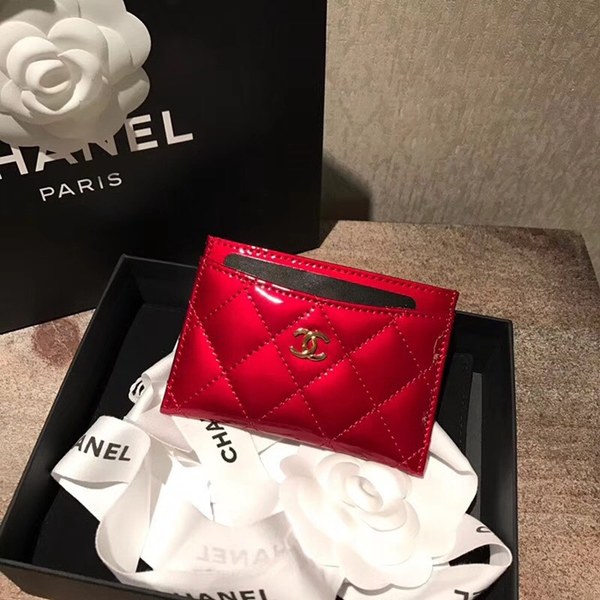 샤넬 카드지갑 유광 레드