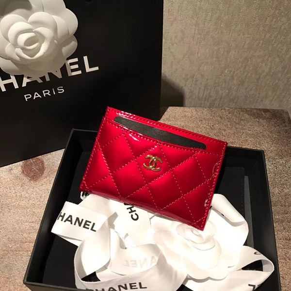샤넬 카드지갑 유광 레드