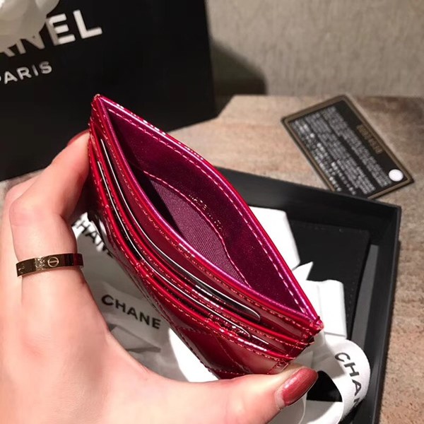 샤넬 카드지갑 유광 레드