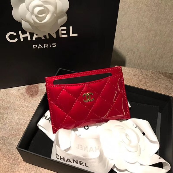 샤넬 카드지갑 유광 레드