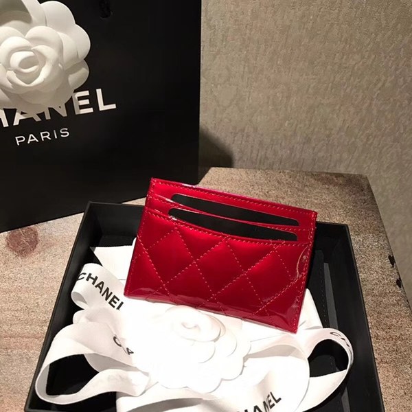 샤넬 카드지갑 유광 레드