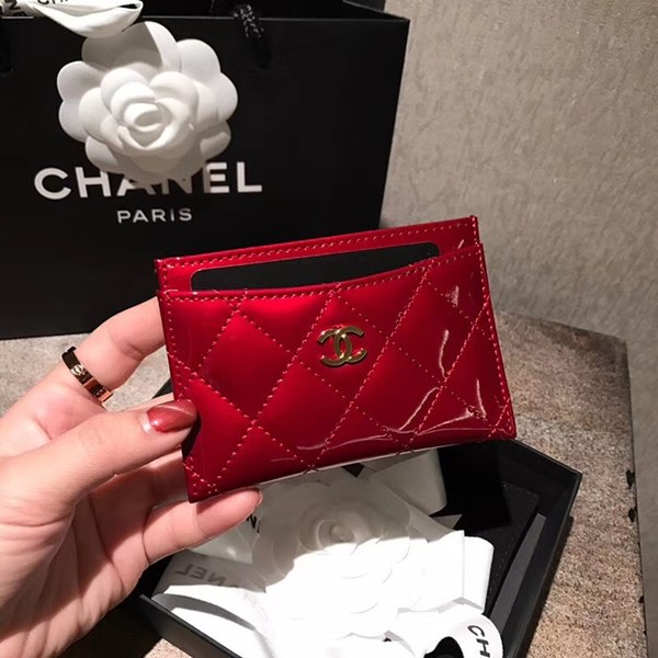 샤넬 카드지갑 유광 레드