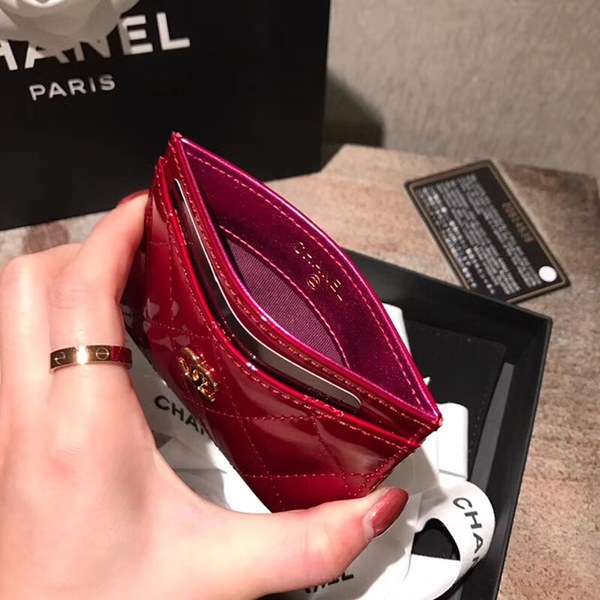 샤넬 카드지갑 유광 레드