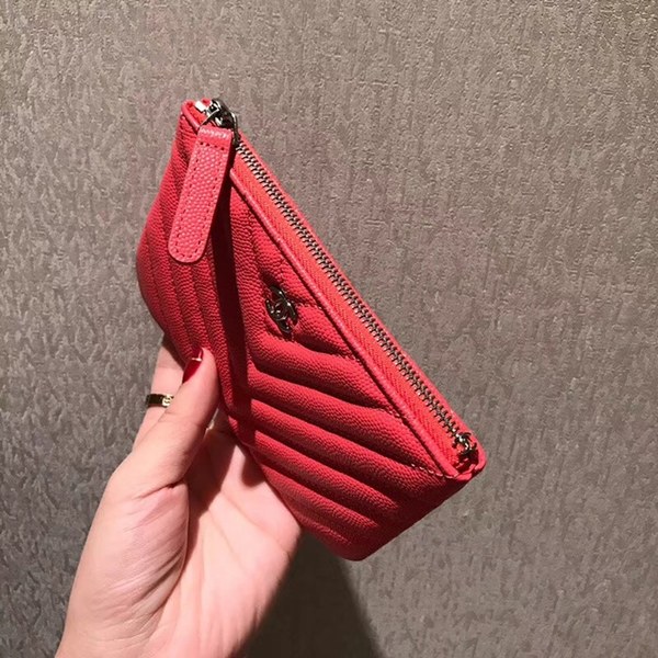샤넬 캐비어 동전지갑 레드