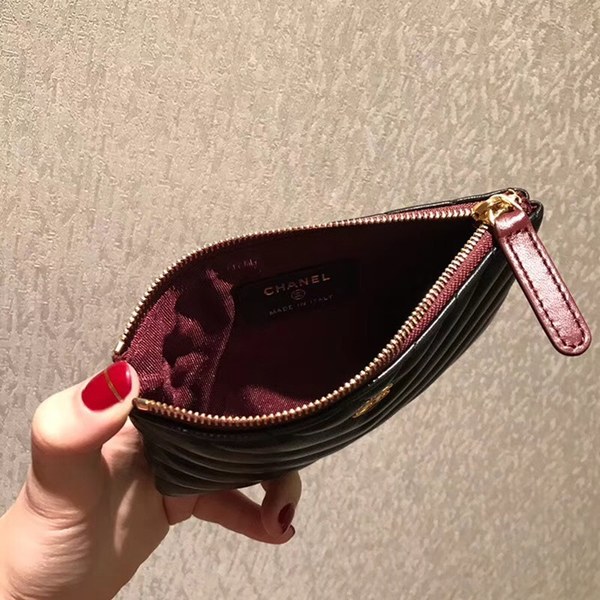 샤넬 램스킨 동전지갑 블랙