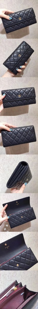 [CHANEL]샤넬 플랩 장지갑 A50096-3 캐비어 금장