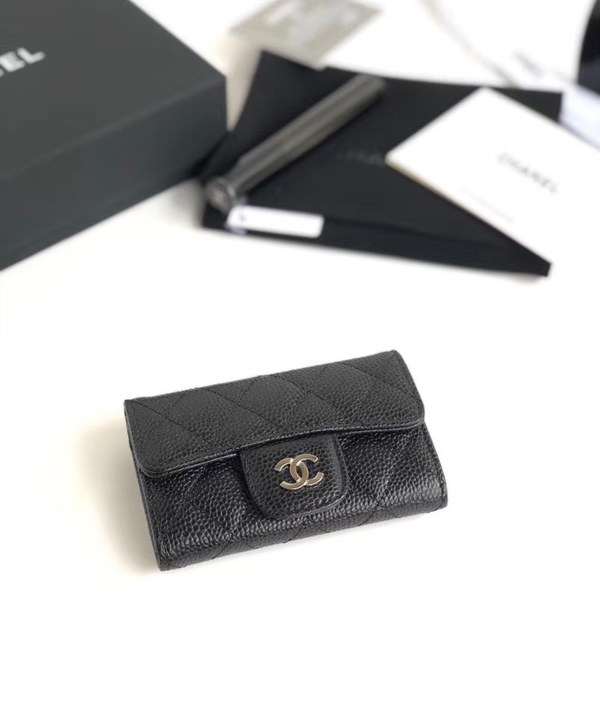 샤넬 카드지갑 케비어 은장 A80799