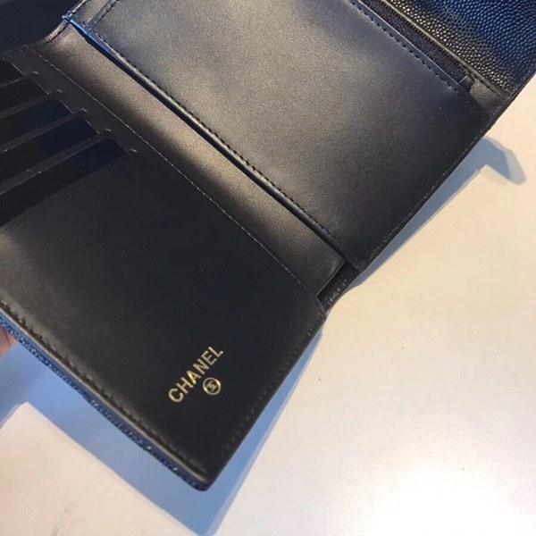 샤넬 중지갑 캐비어 블랙 금장