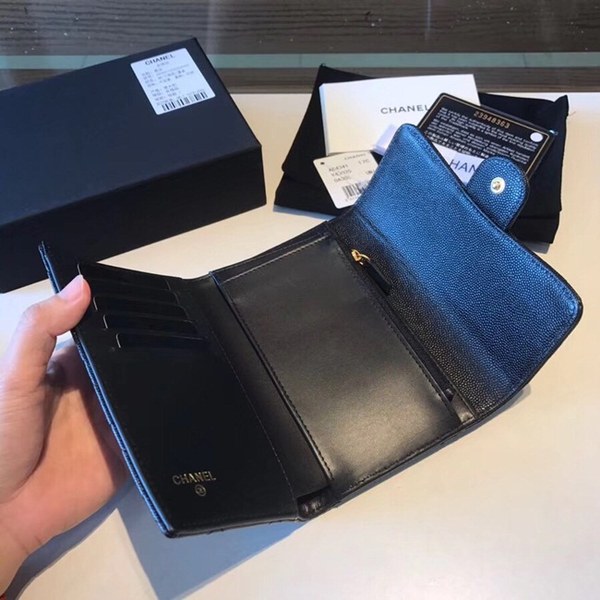 샤넬 중지갑 캐비어 블랙 금장