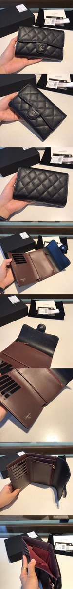 [CHANEL]샤넬 클래식 플랩 중지갑 A84341-3 캐비어 은장