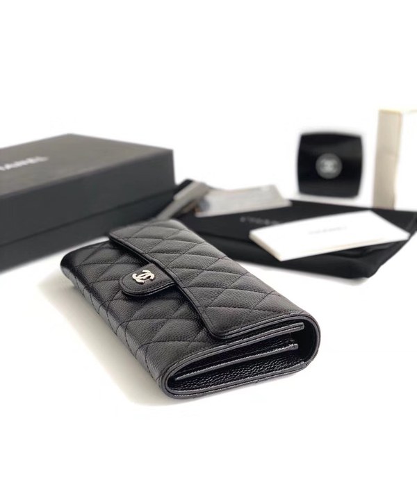 샤넬 캐비어 장지갑 은장 AS5008