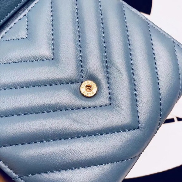 Chanel 샤넬 여성용 램스킨 쉐브론 카드지갑 프렌치블루