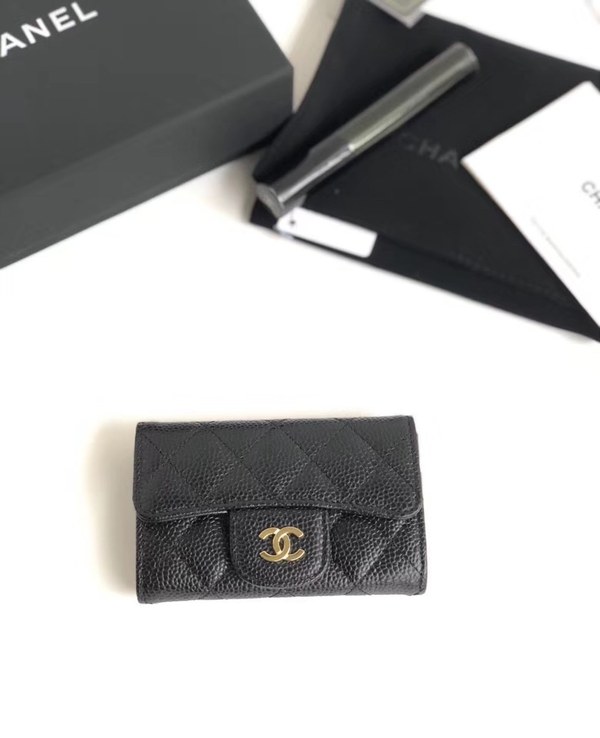 샤넬 카드지갑 케비어 금장  A80799