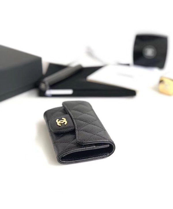 샤넬 카드지갑 케비어 금장  A80799