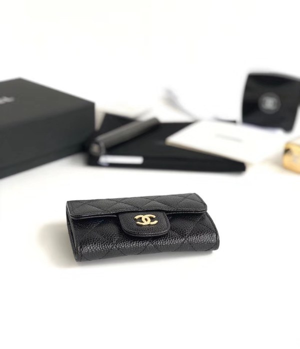 샤넬 카드지갑 케비어 금장  A80799