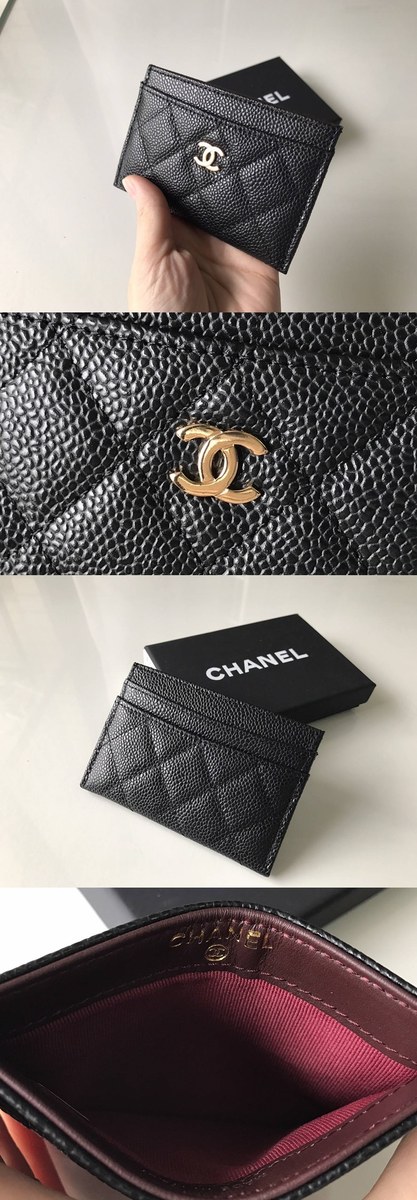 [CHANEL]샤넬 카드지갑 캐비어 금장