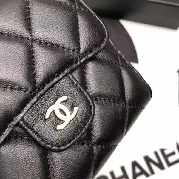 Chanel 2020 여성용 램스킨 클래식 반지갑 블랙,핑크베이지