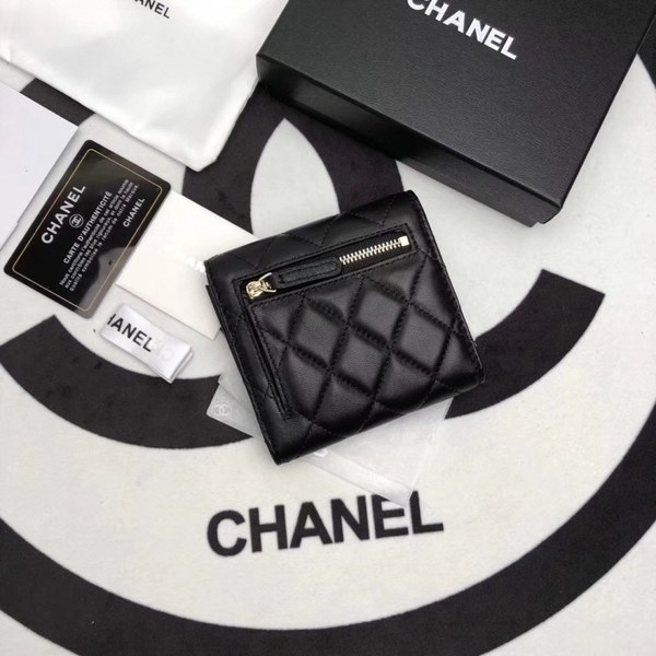 Chanel 2020 여성용 램스킨 클래식 반지갑 블랙,핑크베이지