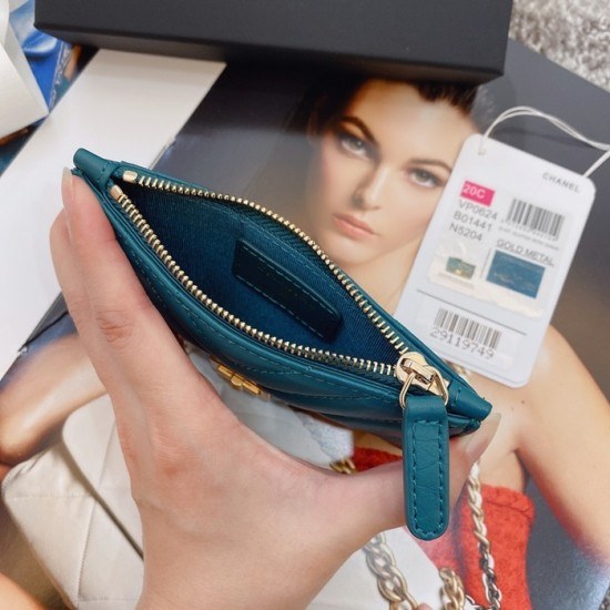 샤넬 2020 여성용 레더 중지갑  / 카드지갑 ,CHAW0081,13cm.블루(금장)