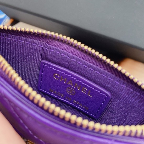 샤넬 2020 여성용 레더 중지갑  / 카드지갑 ,CHAW0080,13cm.퍼플(금장)