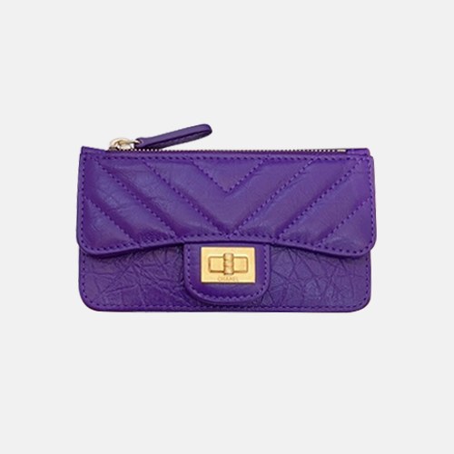 샤넬 2020 여성용 레더 중지갑  / 카드지갑 ,CHAW0080,13cm.퍼플(금장)