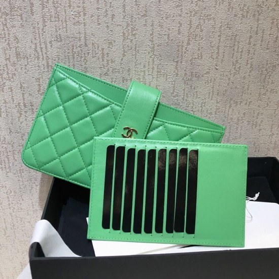 샤넬 2020 여성용 레더 장지갑 / 카드지갑 ,CHAW0075,19.5cm.그린