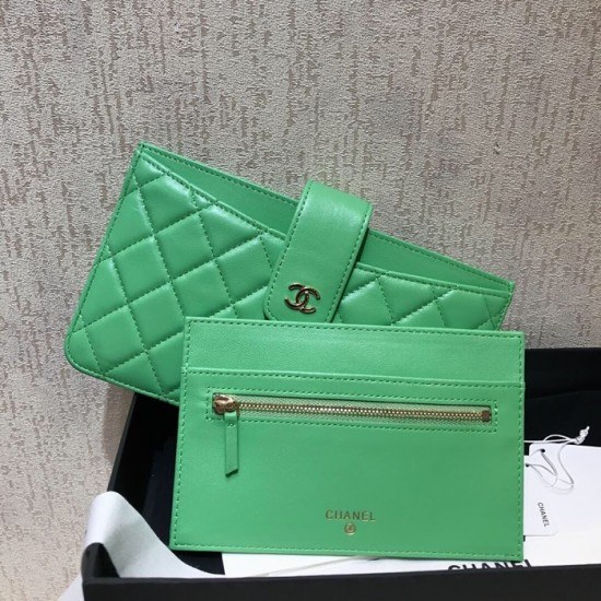 샤넬 2020 여성용 레더 장지갑 / 카드지갑 ,CHAW0075,19.5cm.그린
