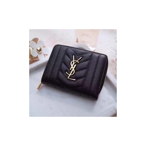 생로랑 모노그램 컴팩트 집어라운드 반지갑 437470 블랙금장