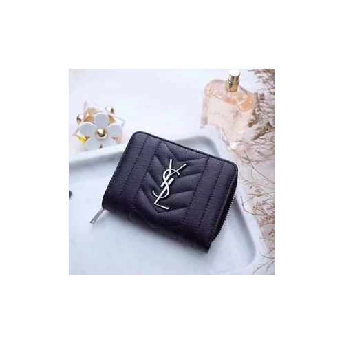 생로랑 모노그램 컴팩트 집어라운드 반지갑 437470 블랙은장