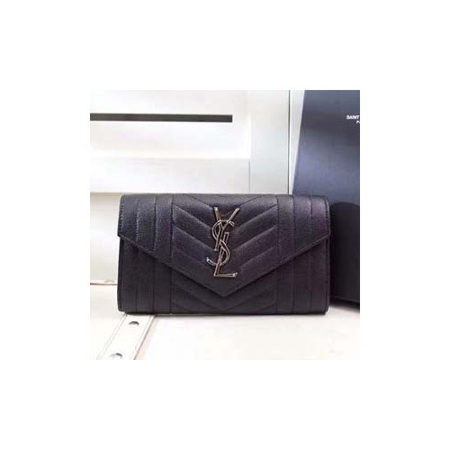 입생로랑 장지갑 437469-1 블랙&은장