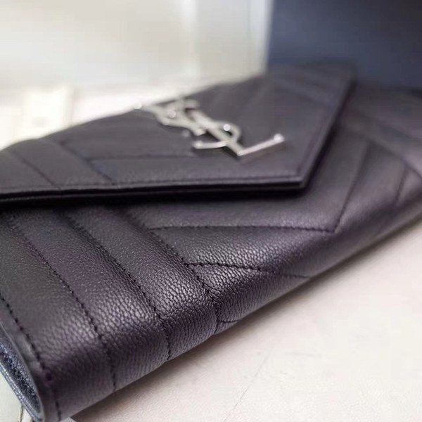 입생로랑 장지갑 437469-1 블랙&은장