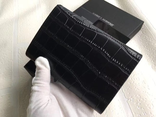 입생로랑 카드지갑 소가죽 블랙