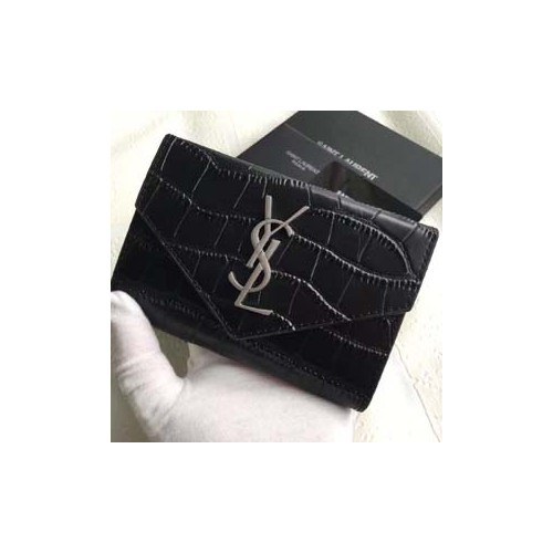 입생로랑 카드지갑 소가죽 블랙