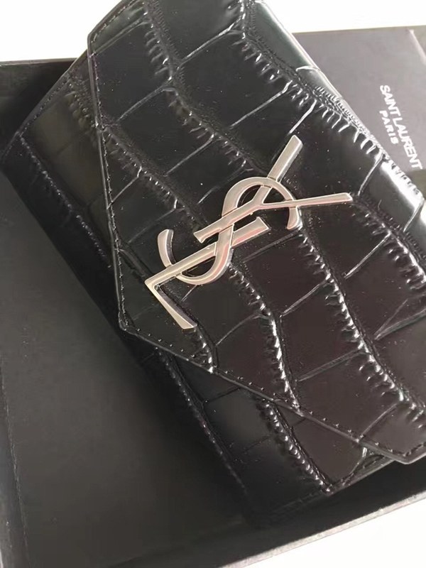 입생로랑 카드지갑 소가죽 블랙