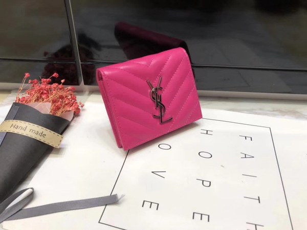 Saint Laurent 2020 여성용 퀄팅 반지갑 핫핑크,핑크