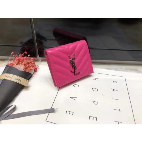 Saint Laurent 2020 여성용 퀄팅 반지갑 핫핑크,핑크