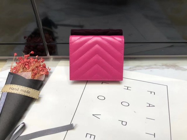 Saint Laurent 2020 여성용 퀄팅 반지갑 핫핑크,핑크