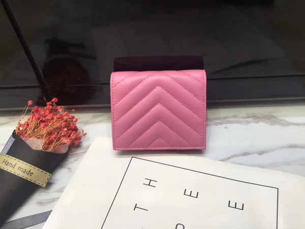 Saint Laurent 2020 여성용 퀄팅 반지갑 핫핑크,핑크