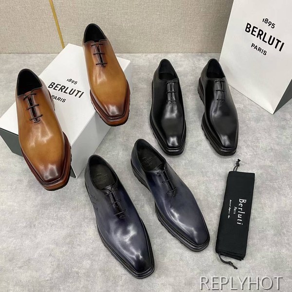 벨루티 2025 Alessandro Alto Leather Oxford 구두 로퍼 신발