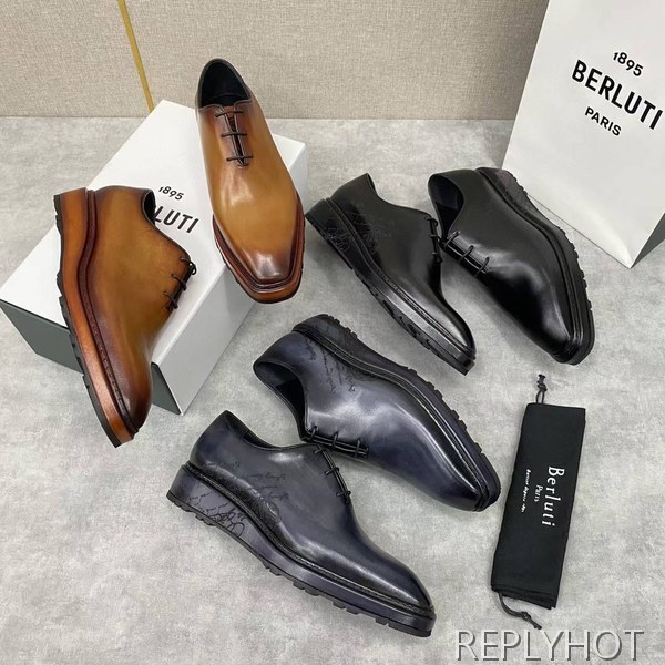 벨루티 2025 Alessandro Alto Leather Oxford 구두 로퍼 신발
