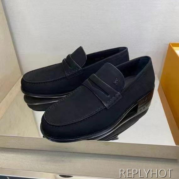 루이비통 2025 블랙 스웨이드 루이 로퍼 구두 신발