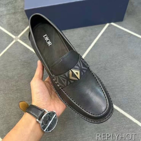 디올 2024 CD 로고 스트라이프 로퍼 구두 신발